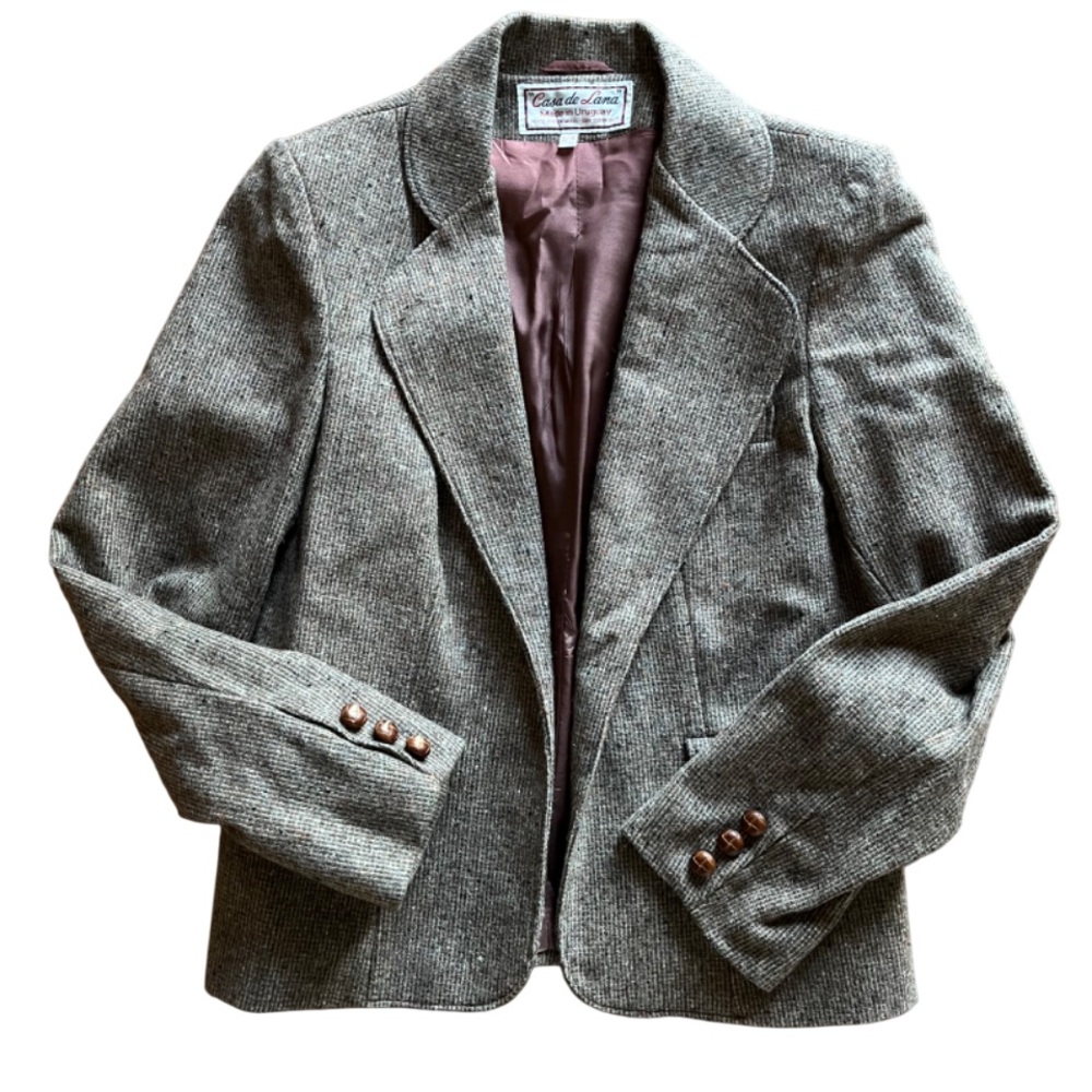 Vintage Casa De Lana 100% Virgin Wool Womens Blazer Size 9/10 Brown